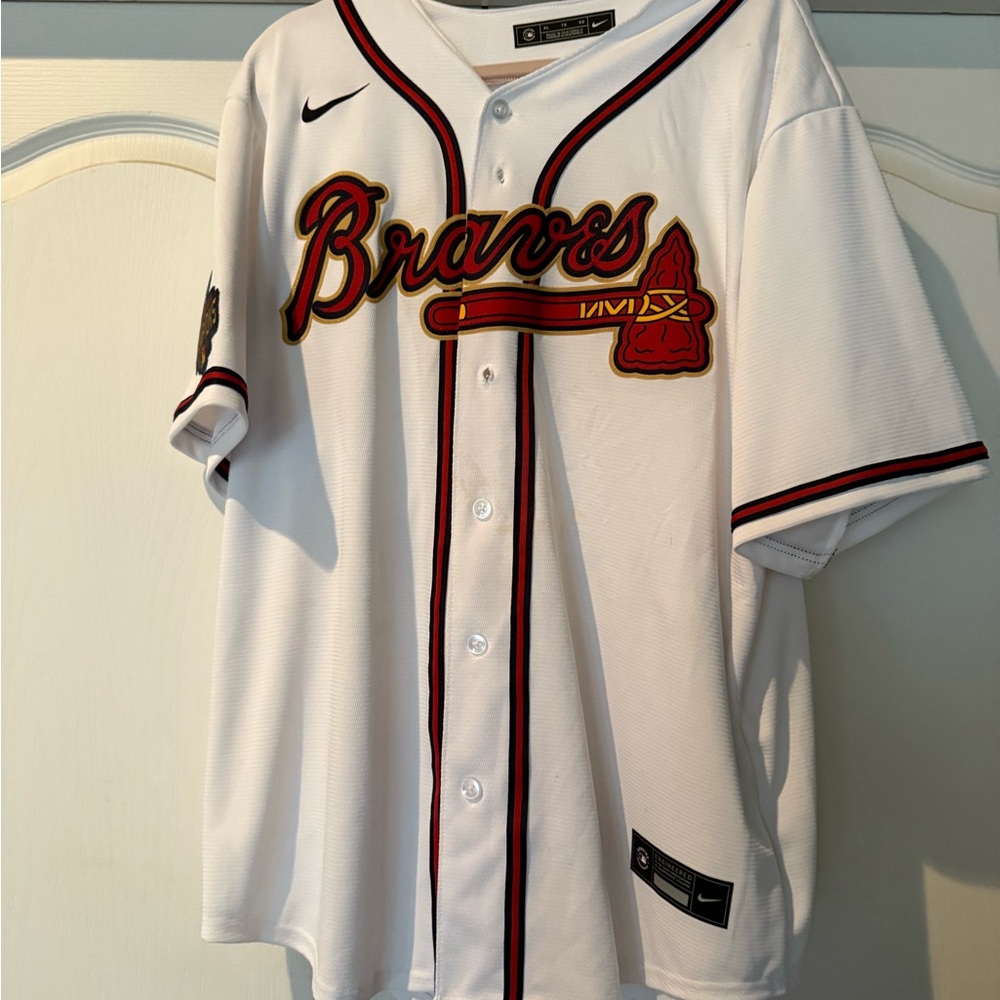 Nike MLB Braves White and Red Jersey